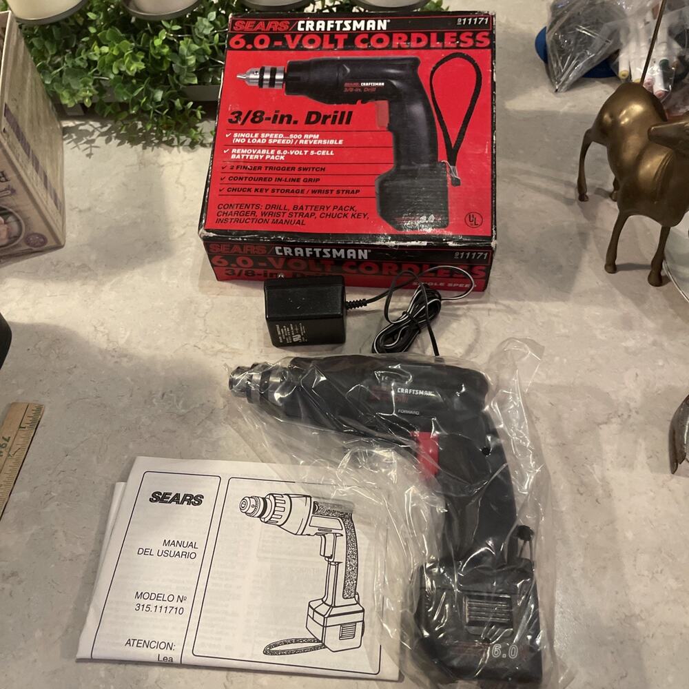 Vintage Sears Craftsman Cordless 3/8” Drill 6.0 Volt +Battery+Charger SEALED New